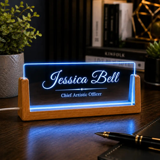 Personalized LED Acrylic Name Office Table Lamp | USB Powered Plugin | NL63