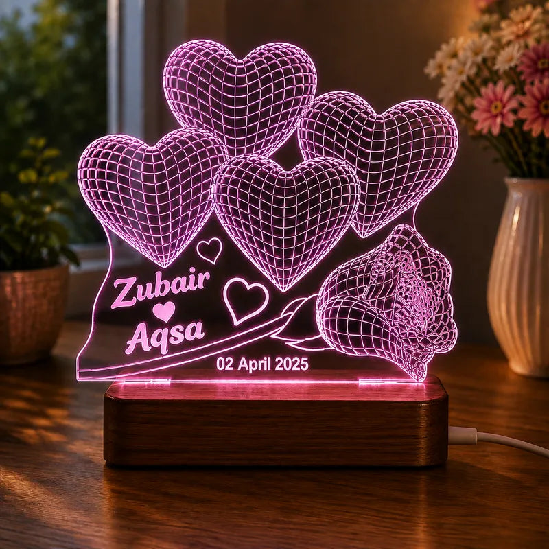 Herat & Rose 3D costumized illusion lamp | NL54