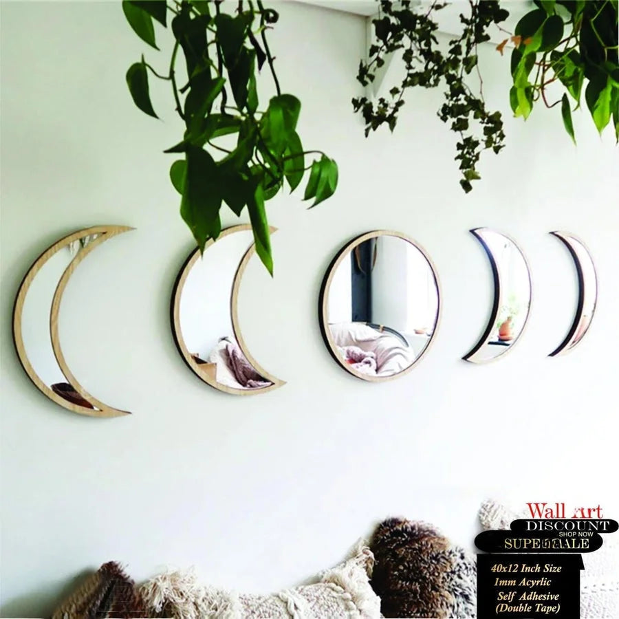 3D alf-Moon Self Adhesive Acrylic Mirror for Wall Decor Gifts Creator