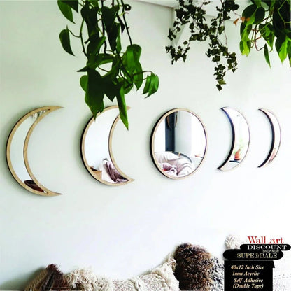 3D alf-Moon Self Adhesive Acrylic Mirror for Wall Decor Gifts Creator
