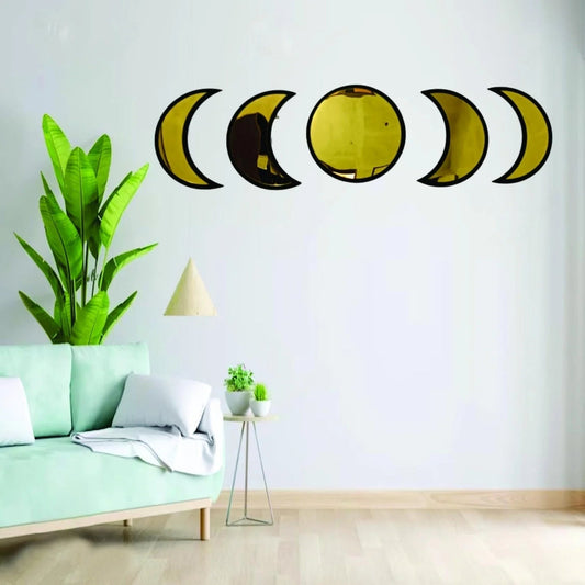 3D alf-Moon Self Adhesive Acrylic Mirror for Wall Decor Gifts Creator