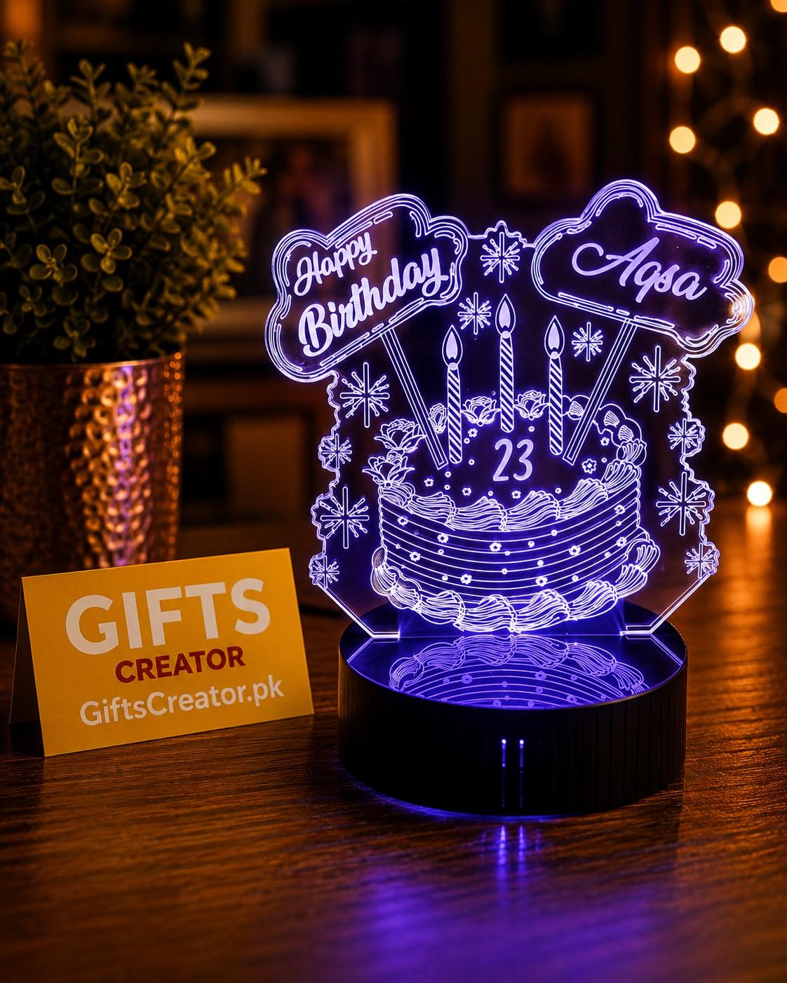 Customized Name 3d Illusion Birthday Wishes Lamp| NL49 Gifts Creator