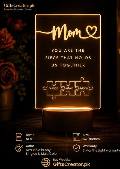 Personalized 3D Illusion Table Lamp for Parents | Custom Name Night Light Gifts Creator