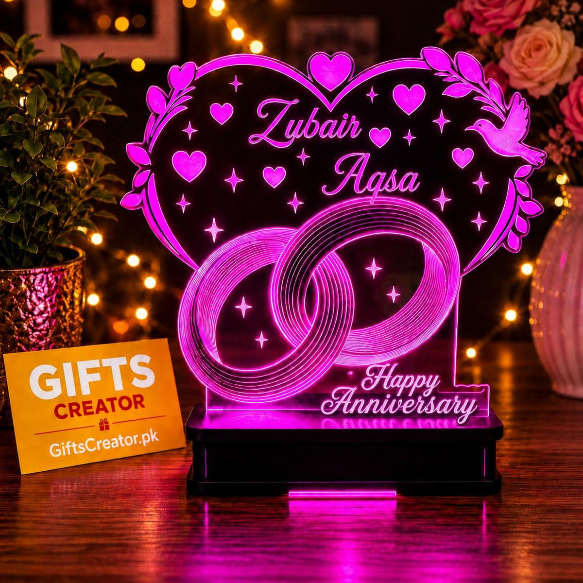 Customized Name 3d Illusion Couple Name Lamps | NL15 Gifts Creator