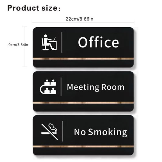 Acrylic Office Door Signs — Office / Meeting Room / No Smoking