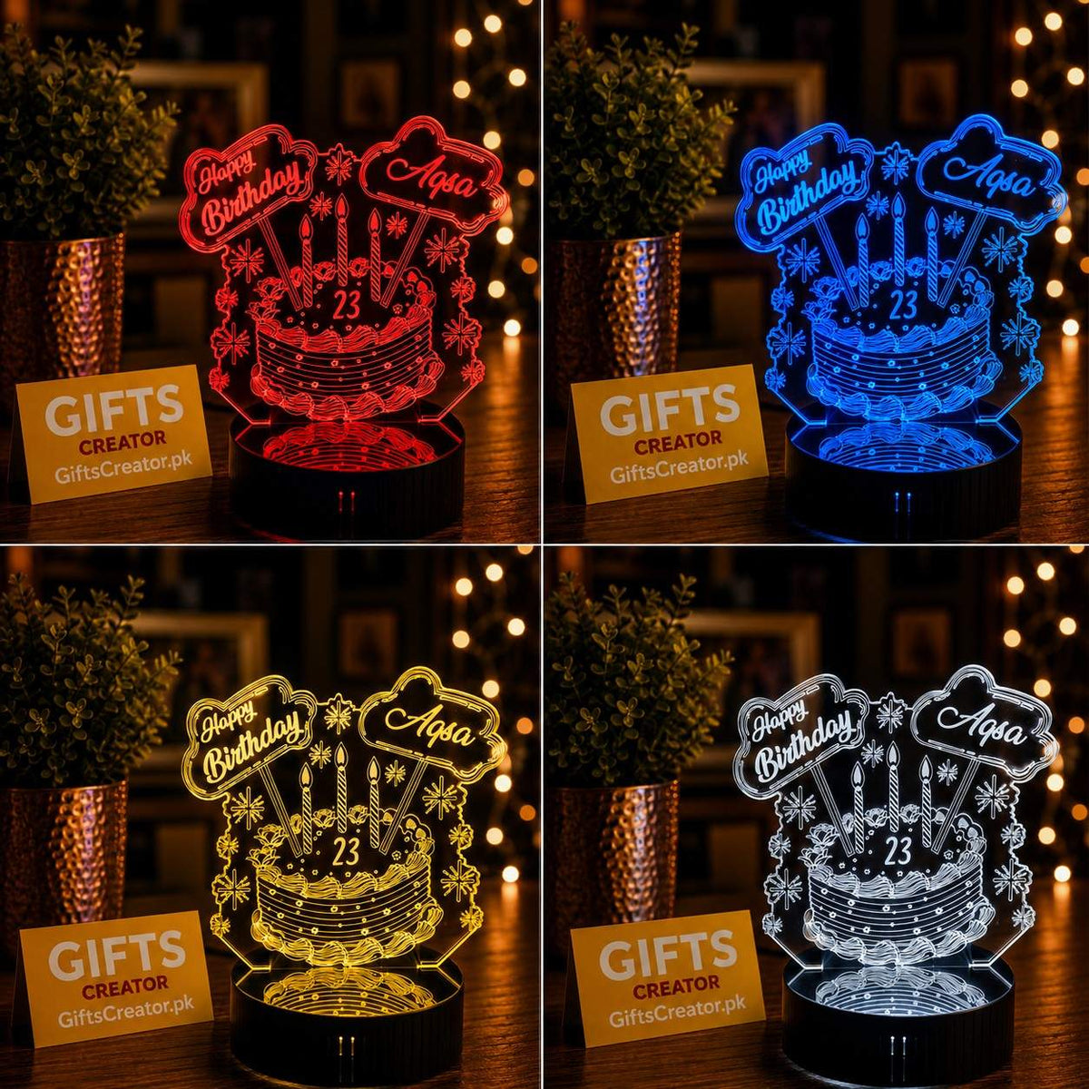 Customized Name 3d Illusion Birthday Wishes Lamp| NL49 Gifts Creator