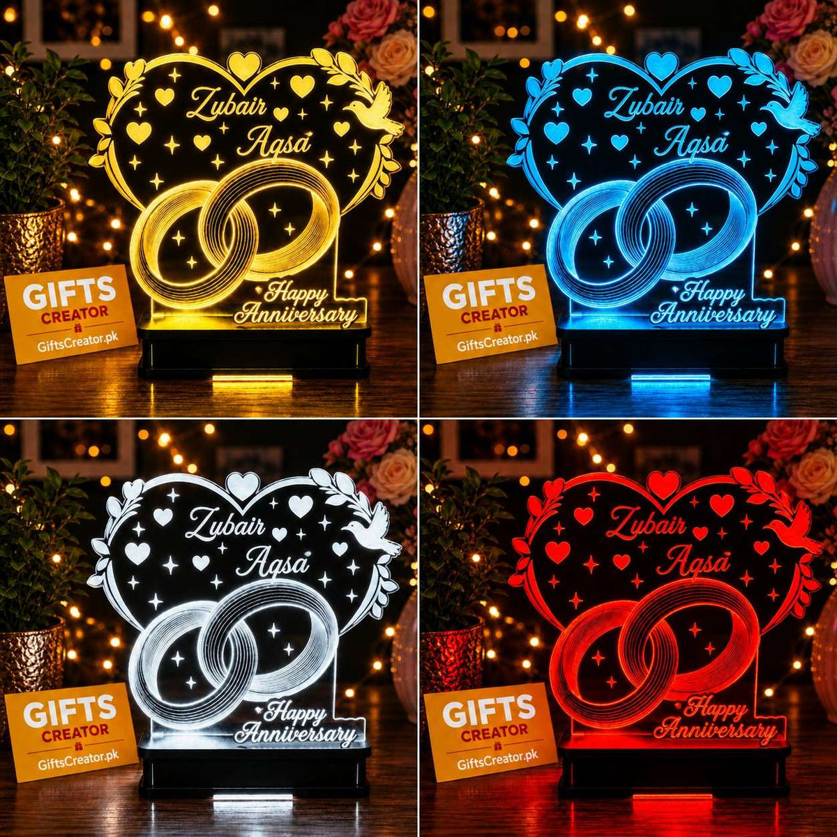 Customized Name 3d Illusion Couple Name Lamps | NL15 Gifts Creator