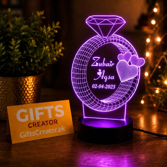 Customized 3d Illusion Ring Shap Couple Lamp | NL08 Gifts Creator
