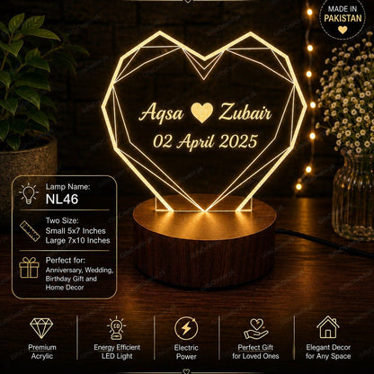 Heart Shaped 3D Illusion Lamp (NL46) Gifts Creator