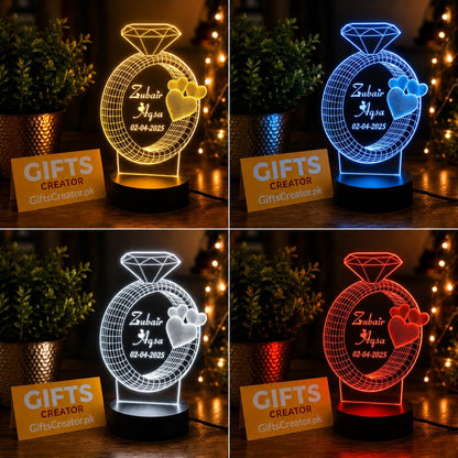 Customized 3d Illusion Ring Shap Couple Lamp | NL08 Gifts Creator