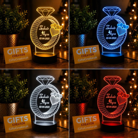 Customized 3d Illusion Ring Shap Couple Lamp | NL08 Gifts Creator