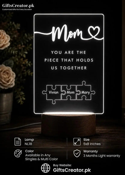 Personalized 3D Illusion Table Lamp for Parents | Custom Name Night Light Gifts Creator
